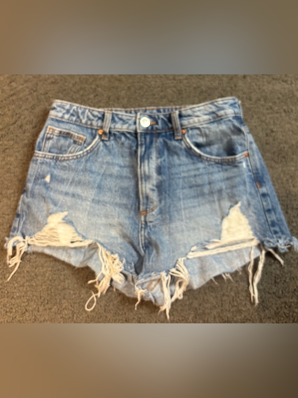 H&M Divided Cut Off Jean Shorts Sz 6 Distressed Blue Denim High Rise Grunge